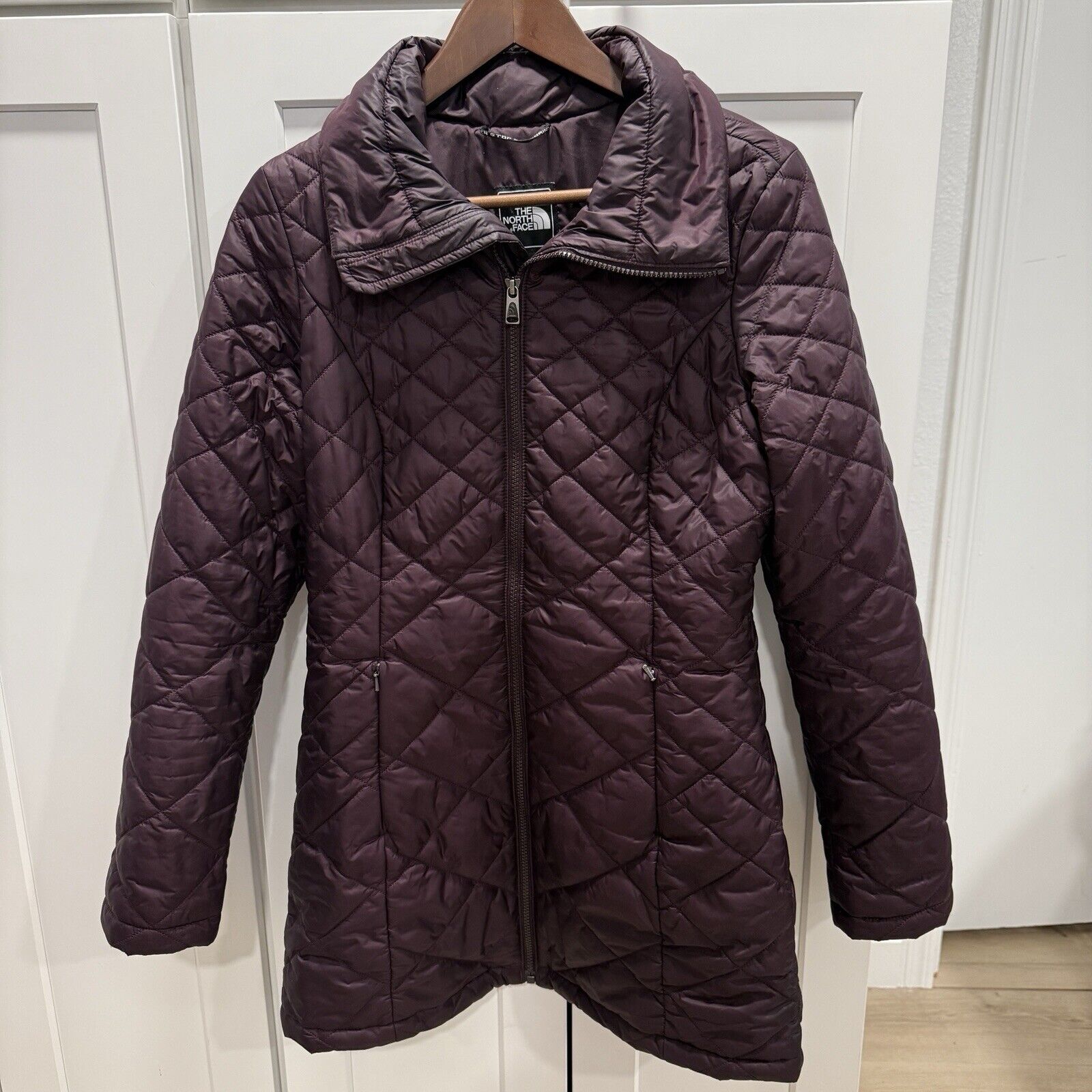 The North Face Plum Quilted Long Coat for Women Size Small Full Zip Jacket  