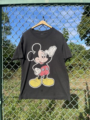 トップス 90s Disney vintage Harley Mickey faded T 90's Disney Vintage Mickey Mouse Faded Black Single Stitch