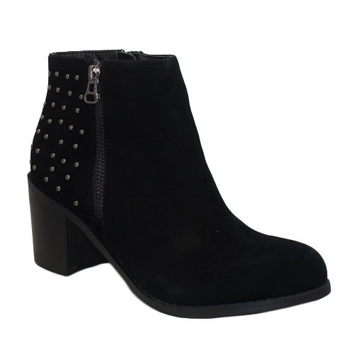 WOMENS LADIES BLACK ANKLE BLOCK HEEL STUD AT BACK CHELSEA BOOTS SHOES UK 3-8 - Picture 2 of 22