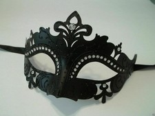 Black Princess Venetian Masquerade Crystal Laser Cut Mask