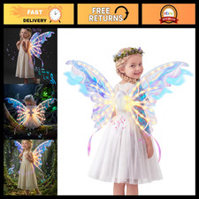 Electric Butterfly Wings Set - Moving Fairy Wings with Music  LED Lights, Glow