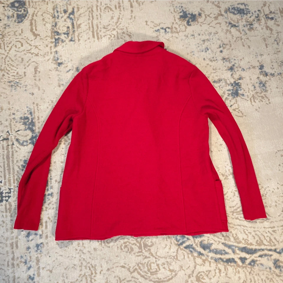 Tribal Deep Red Hidden Button Cardigan/Jacket Women Size XL 100% Wool Rib Sleeve - Image 2 of 4