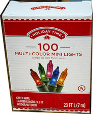 Holiday Time 100 Multi Color Mini Lights Green Wire Christmas