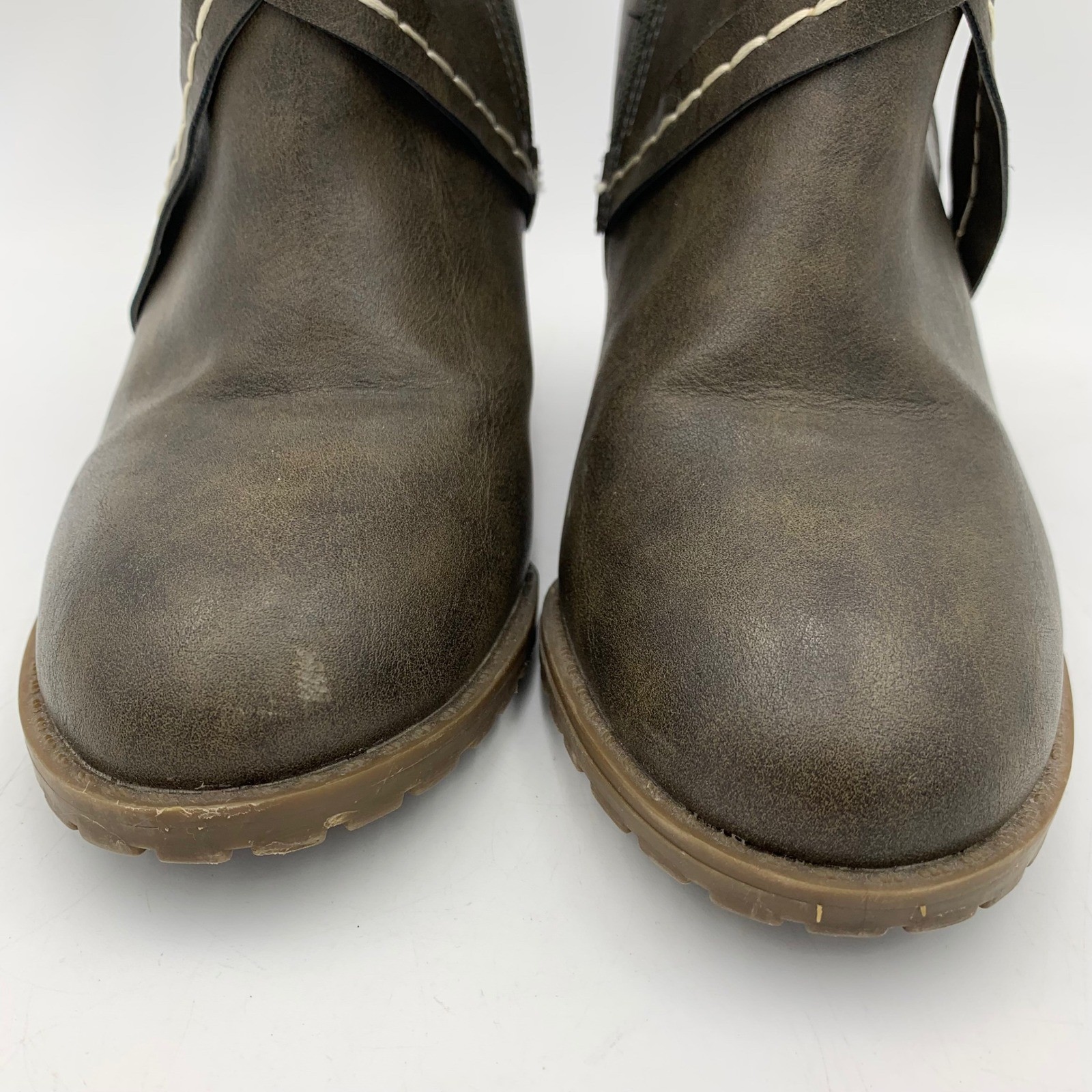 Diba Alberta Wedge Ankle Boots Olive Green Women 8M Side Zip Boho Fall