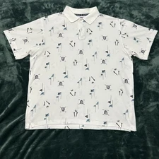 Vintage Chaps Ralph Lauren Polo Shirt Golf Print All Over Size XL