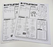 Battletech Battlemech Record Sheets - Catalyst Games CGL