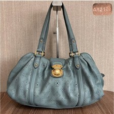 Authentic Louis Vuitton Lunar PM Shoulder Bag Mahina Leather Blue Shell