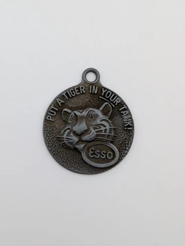 Vintage Esso Gasoline Put A Tiger In Your Tank Happy Motoring Fob Metal Pendant