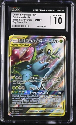 Pokemon Celebi & Venusaur GX SM167 2019 Black Star Promo: Tag Team Tin CGC 10