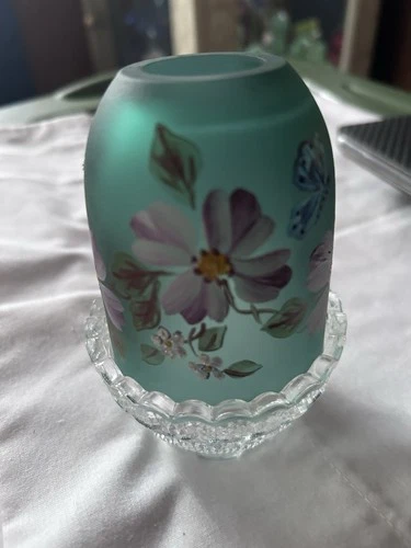 Fenton, Marilyn, Wagner, fairy lamp, green floral, excellent condition, OOAK SGN