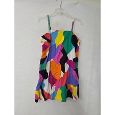 A New Day Women Multi Color Abstract Linen Blend Mini Dress Small NWT F00298475