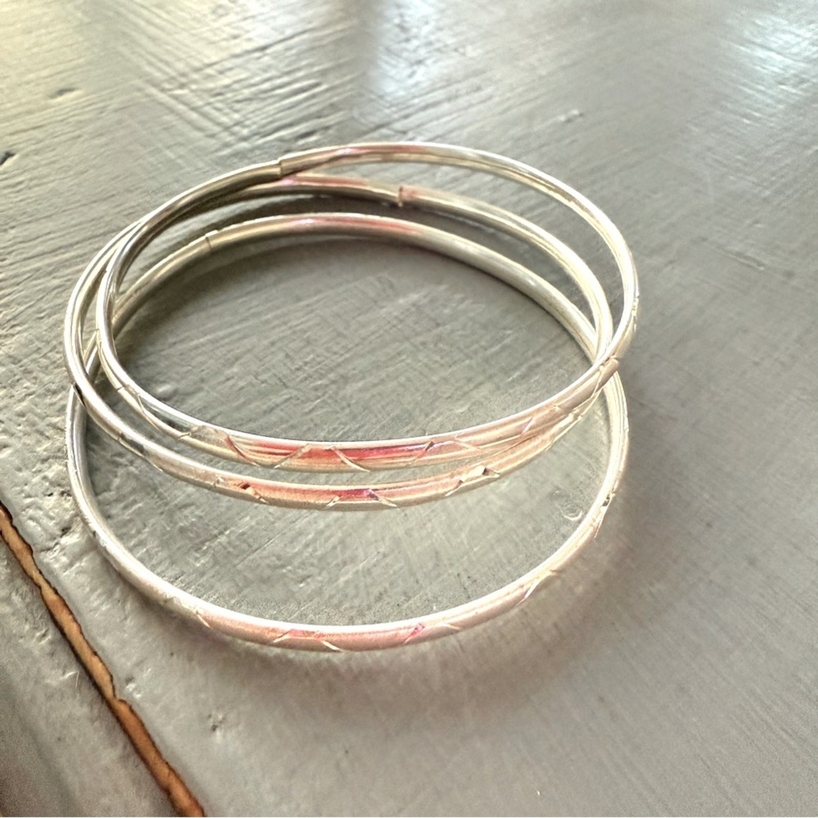 Sterling Silver 3 Bangle Bracelets Set - image 3