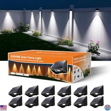 12-Pack Waterproof Solar Fence Lights with Cool White LED - Easy Yard Install