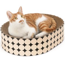 Cat Scratcher Cardboard Lounge Bed, 2-in-1 Cat Scratch Pad, Oval Cats Scratch...