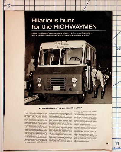 US Mail Truck Robbery Magazine Article 1962 Highwaymen Crime Ephemera