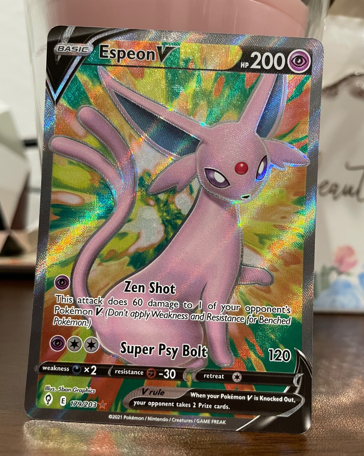 Pokemon TCG Espeon V Full Art 179/203 SWSH07: Evolving Skies Holo NM