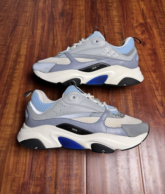 Dior B22 Reflective White Grey Baby Blue Black Men Mesh Sneakers - Size 45D 12US