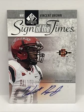 Vincent Brown 2011 Upper Deck SPA Football Sogn Of The Time Auto Card ST-VB