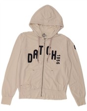 Felpa con cappuccio e zip grafica uomo Datch grande bianca cotone AI29