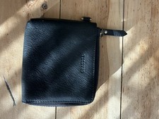 Tecovas PELLE L Zip PORTAFOGLIO Porta Carte Mezzanotte Nero Bovino Ottimo