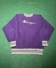 Vintage 80s 90s Champion Purple Reverse Weave Crewneck Sweatshirt, Striped XL