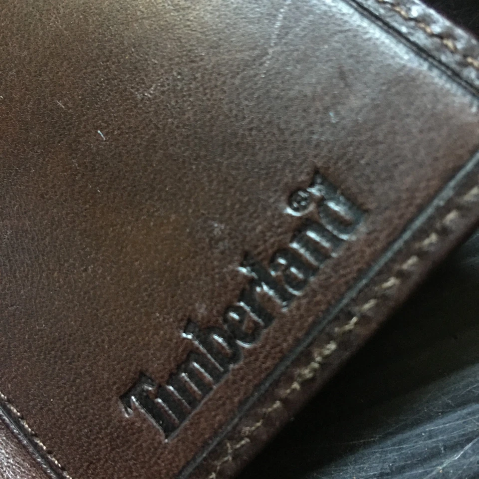 Cartera de cuero genuino marrón plegable Timberland Premium de colección de los años 90 4" L Foto 2 de 4