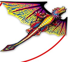 3D Dragon Easy To Fly Single Line String Kids Kite Outdoor Family Activity. Red