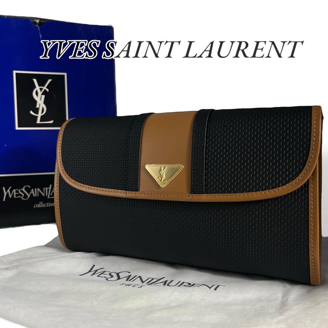 Eve Saint Laurent borsa pochette vintage Ysl pelle nera