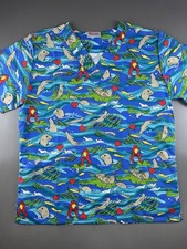 Fashion Scrubs Womens V Neck Scrub Top Small Sea Otter Duck Fish Frogs Water