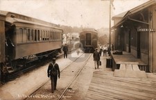 Theresa NY Train Station 1912 Passengers Platform RPPC Photo Postcard COPY