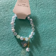 Expandable Multi-Color Crystal Beaded Bracelet With My Melody Blue Hat