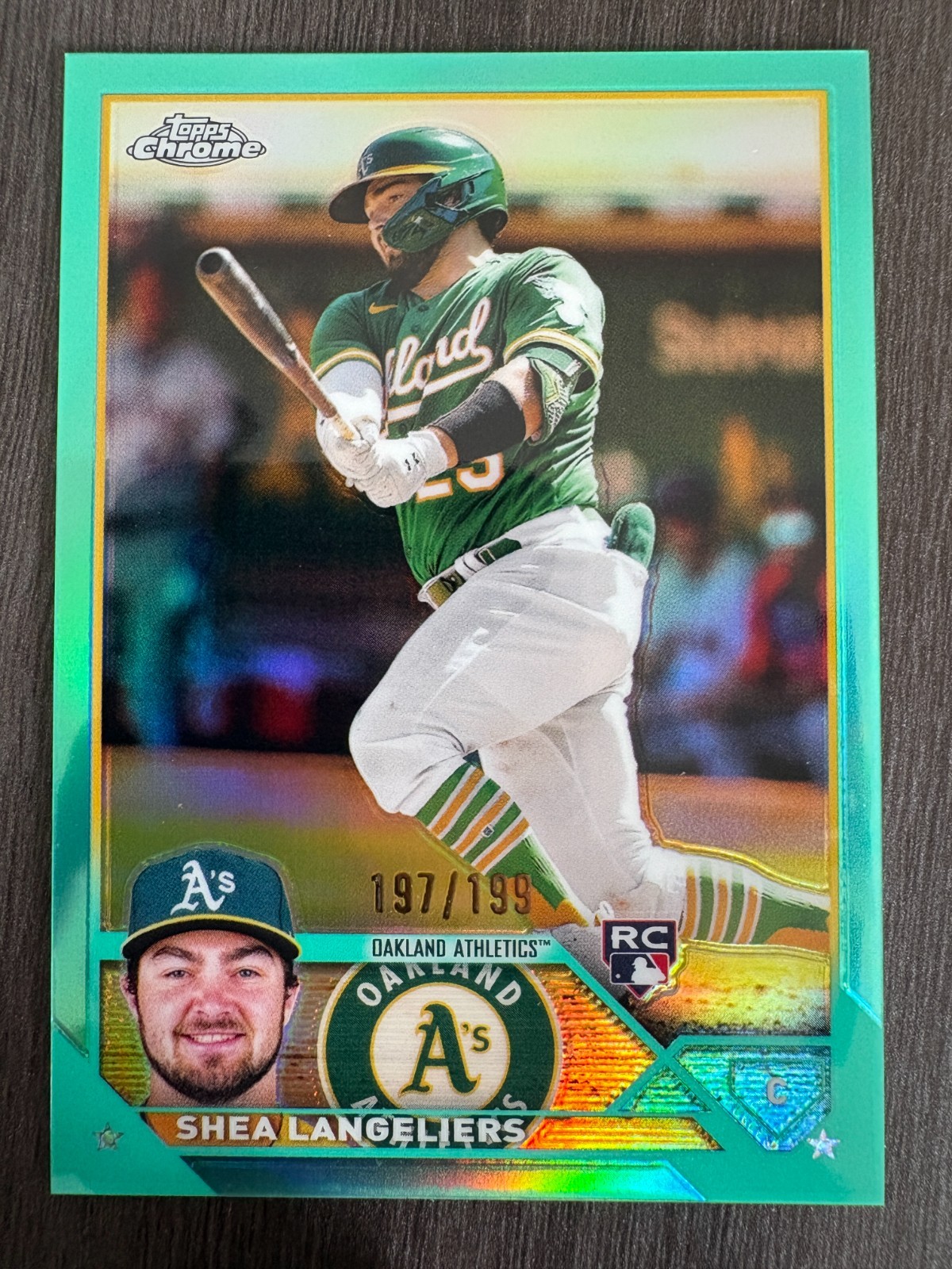 2023 Topps Chrome Shea Langeliers RC #175 Rookie Aqua Refractor serial /199