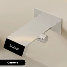 Luxury Gungrey Brass LED Digital Display Bathroom Faucet.Minimalism Wall-Mounted