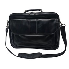Black Faux Leather Laptop Briefcase Messenger Bag Professional Bag 15x12x6in