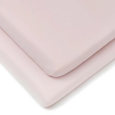 Clair de Lune pink fitted cot bed sheets twin pack  140 x 70cm 100% cotton