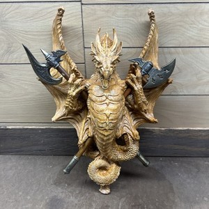 Masque Mural Tête De Dragon Véronèse - Style Médiéval, Finition Bronze, Résine - Déco Murale