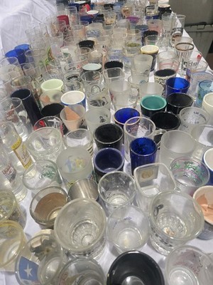 205 Shot Glass Collection Lot Harley Hard Rock Liquor Sports Tourist Barware