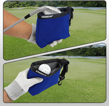 Waterproof Golf Club Cleaner Bag and Golf Ball Washer with Clip, Blue