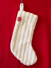 Wondershop Target FAUX FUR STRIPED CHRISTMAS STOCKING OFF WHITE/CREAM 18"