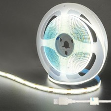 5V USB COB LED Strip Lights 2PCS,6.56FT/2M,Cool White 6500K,320LEDs/M,8mm Wid...