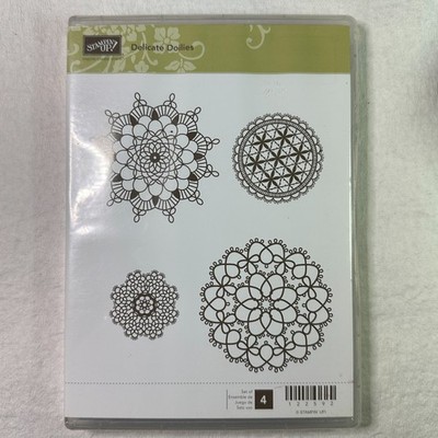 Stampin Up DELICATE DOILIES RED RUBBER CLING STAMP RETIRED SET