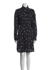 Auth Tory Burch Black Garden Floral Long Sleeve Shirt Dress, size XL suit 16 18