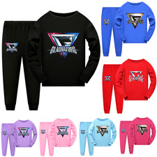 2PC Kids Girls Boys GLADIATORS Print Nightwear Top Pants Outfits Pyjamas Pjs Set