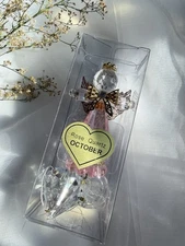 October Birthstone Rose Quartz Angel Suncatcher Gift | Acrylic Wind Chime Decor