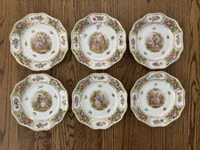 Set Of Six Carl Thieme Scenic Dresden Floral Reticulated Plates 7” Excellent