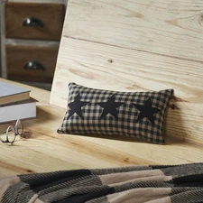 Black Check Star Pillow 7x13 VHC Brands
