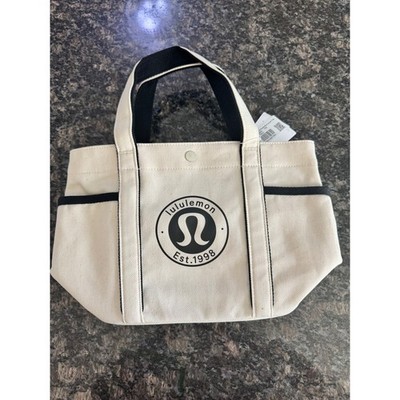 Lululemon Daily Multi-Pocket Mini Canvas Tote Bag Natural Black