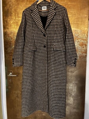 ZW COLLECTION CHECK COAT   ZARA WOLLMANTEL   XL