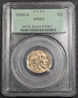 1936-D BUFFALO NICKEL! OGH! PCGS MS63 STUNNING! Old Glory C&C Weekly 1c Auction!