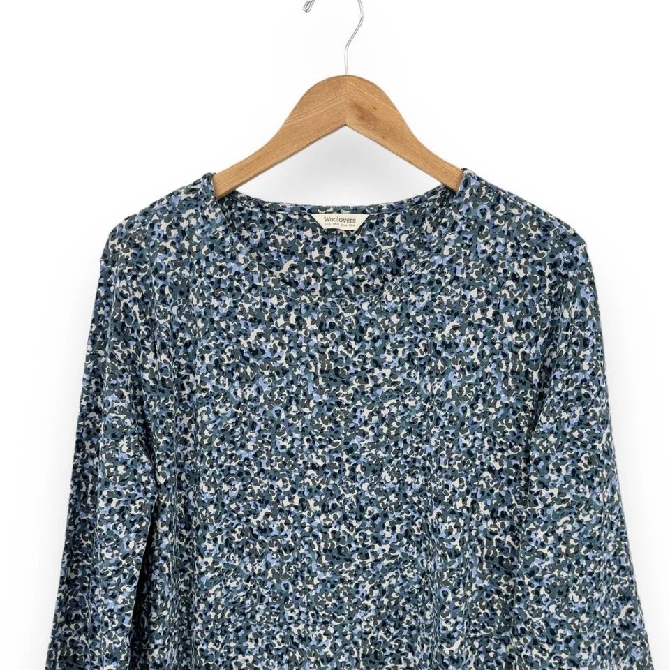 Vestido para mujer Woolovers estampado tejido línea A talla 14 azul estampado mangas 3/4 Foto 3 de 4